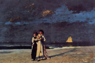  plage Peintre - Promenade sur la plage réalisme peintre Winslow Homer